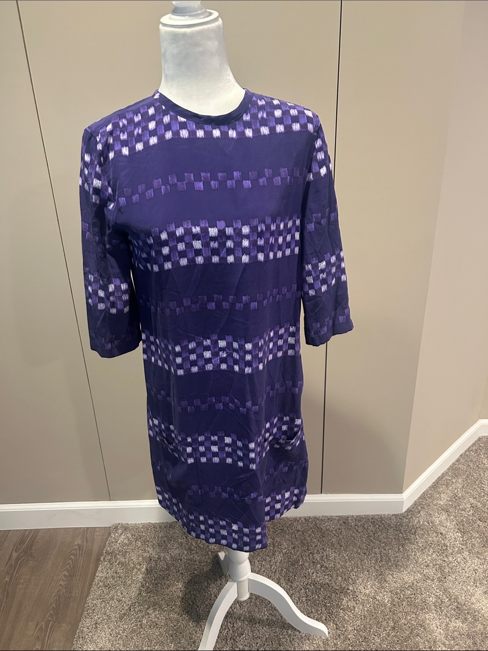 Equipment Purple Geometric Midi Dress